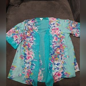 Avenue sz 26/28 teal floral light cardigan